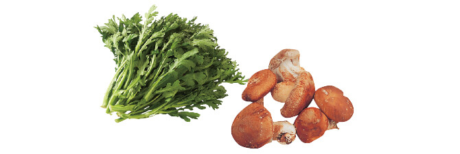 ふわりと香り広がる 春菊&生しいたけのセット