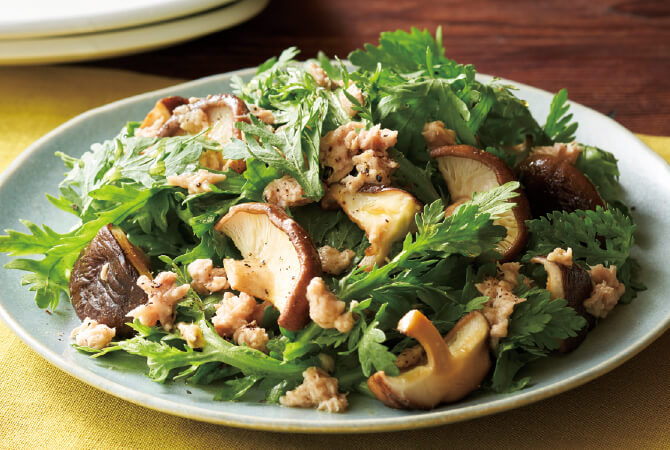 生春菊&焼きしいたけのツナサラダ