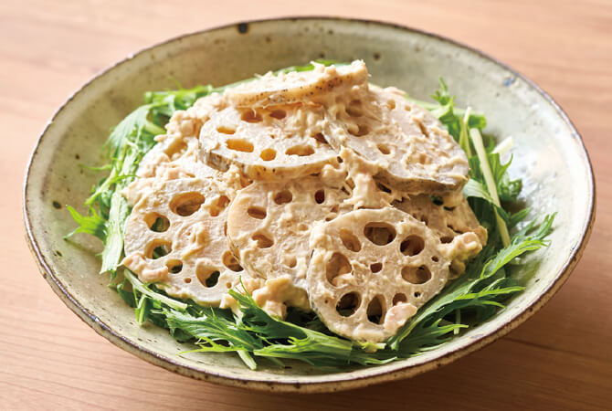 皮付きれんこんのツナサラダ