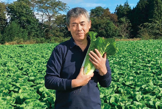 ミニ白菜の生産者、野菜くらぶ 竹之内信一さん(群馬県昭和村)