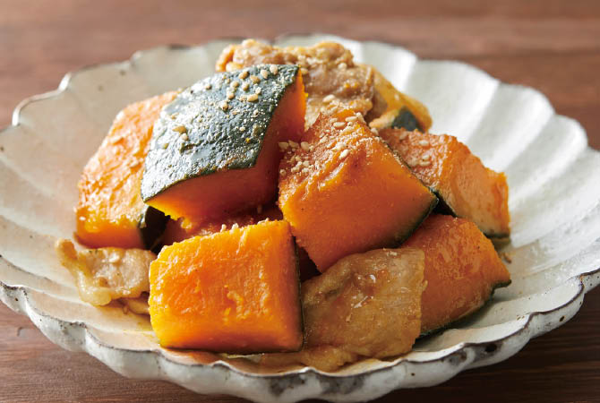 南瓜と豚小間切れの炒め煮